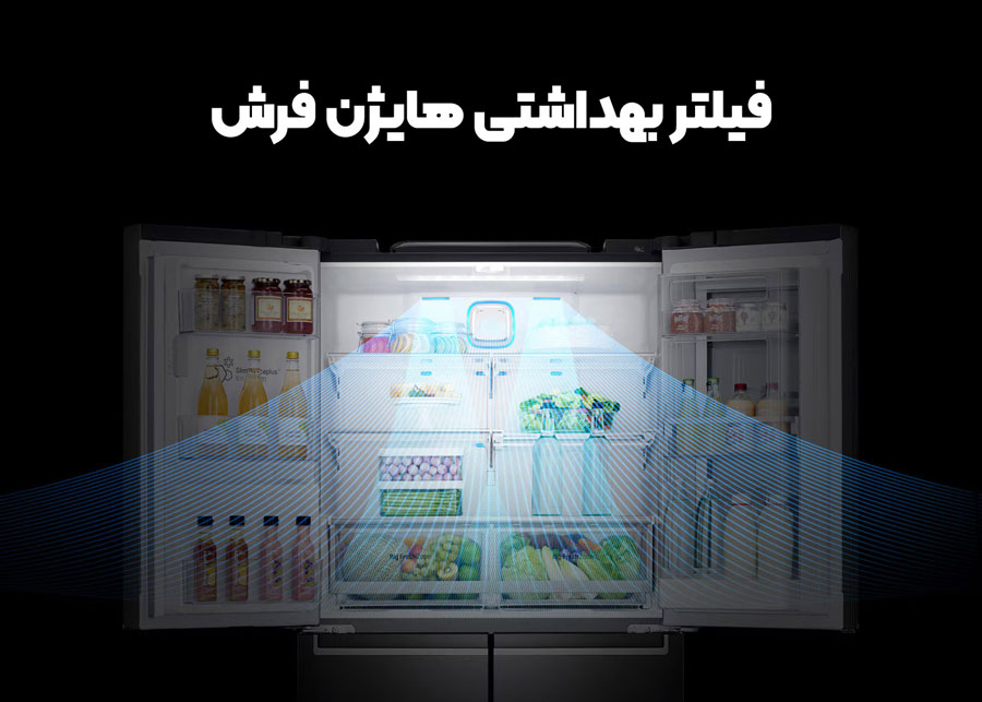 فیلتر بهداشتی هایژن فرش در یخچال 5 درب ال جی مدل X39 