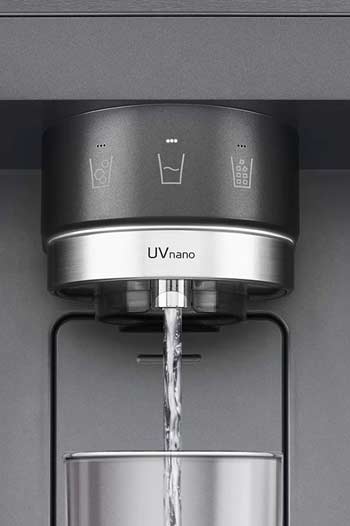 آبریز و یخریز UVnano در یخچال فریزر های ساید بای ساید ال جی