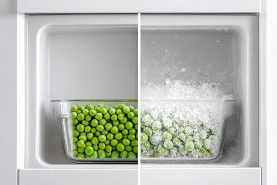 تفاوت مواد غذایی در یخچال فریزر معمولی و ضد برفک 